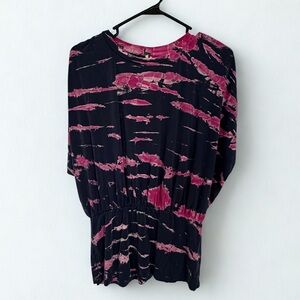 YFB young fabulous and broke tie-dye sleeveless top navy and pink XS